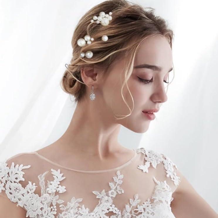 Nattyuperm Hair Accessories Pearl Hair Pins & Hair Cuffs - Set of 12 - Gold - Elegant Jewelry for Weddings, Parties, Graduations, Kimonos, Dresses