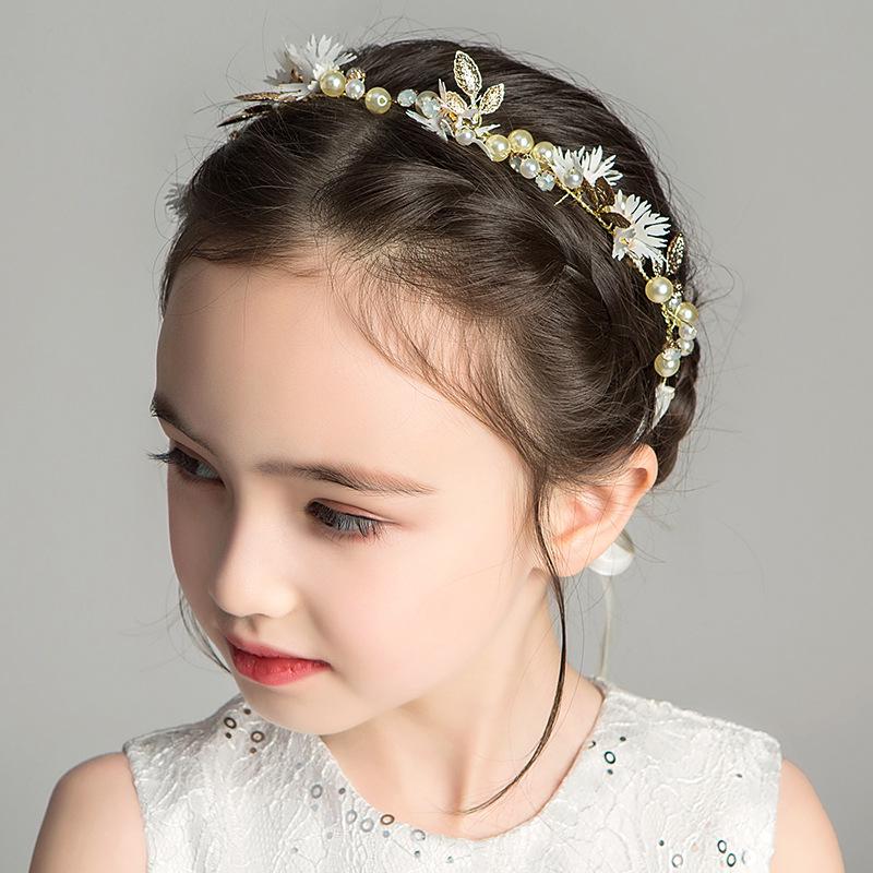 Korean Style Mori Girl Floral Pearl Princess Headband for Children's Performances