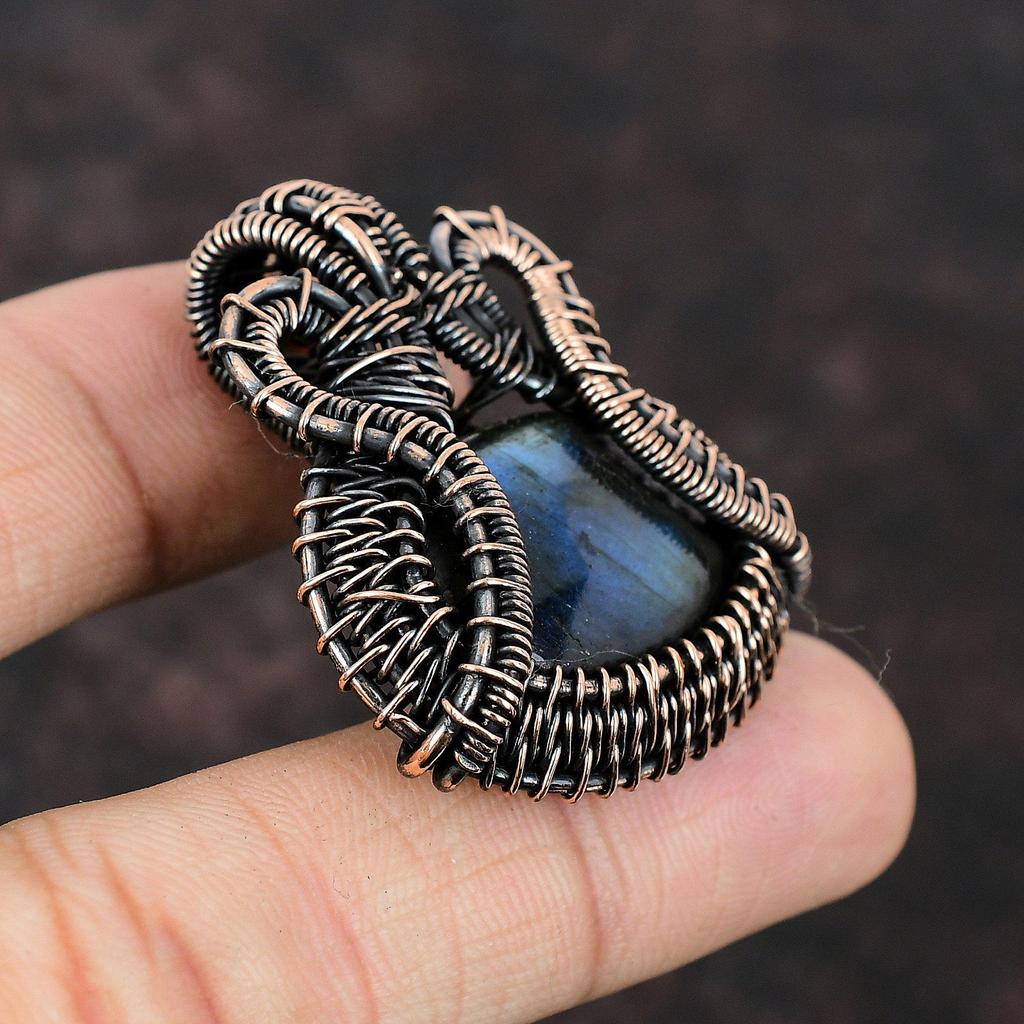 Labradorite Copper Wire Wrapped Pendant Handmade Pendant Labradorite Pendant For Women Wrapped Pendant Gift For Him Gemstone Copper Jewelry