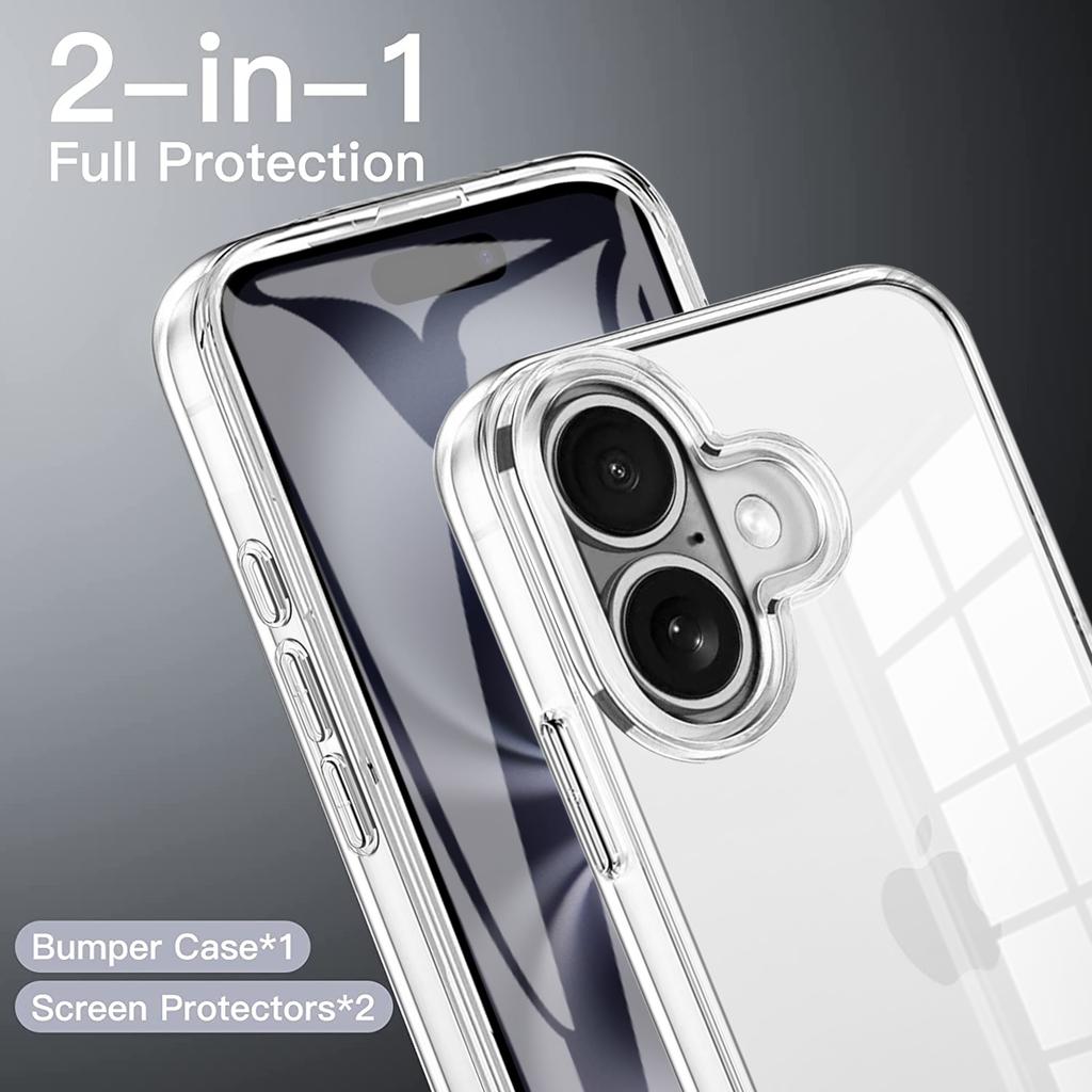 360° Kompletní ochrana těla Průhledné pouzdro Pro iPhone 17 Air 16 16E 15 14 13 12 Mini 11 Pro Max Plus Oboustranný nárazníkový kryt
