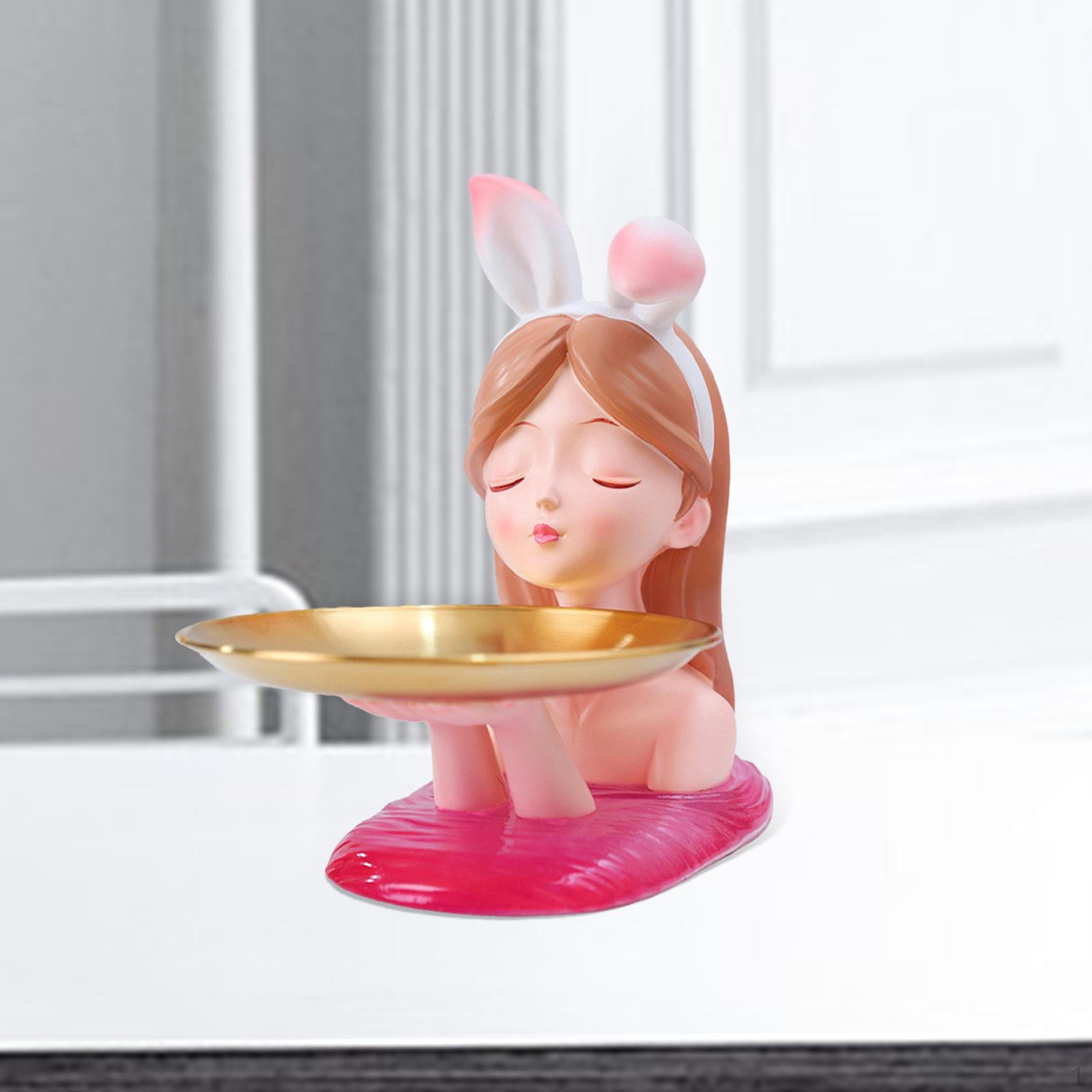 

Creative Figurine Statue Resin Crafts Candy Keys Sculpture Organizer for Room Party Decoration розовый