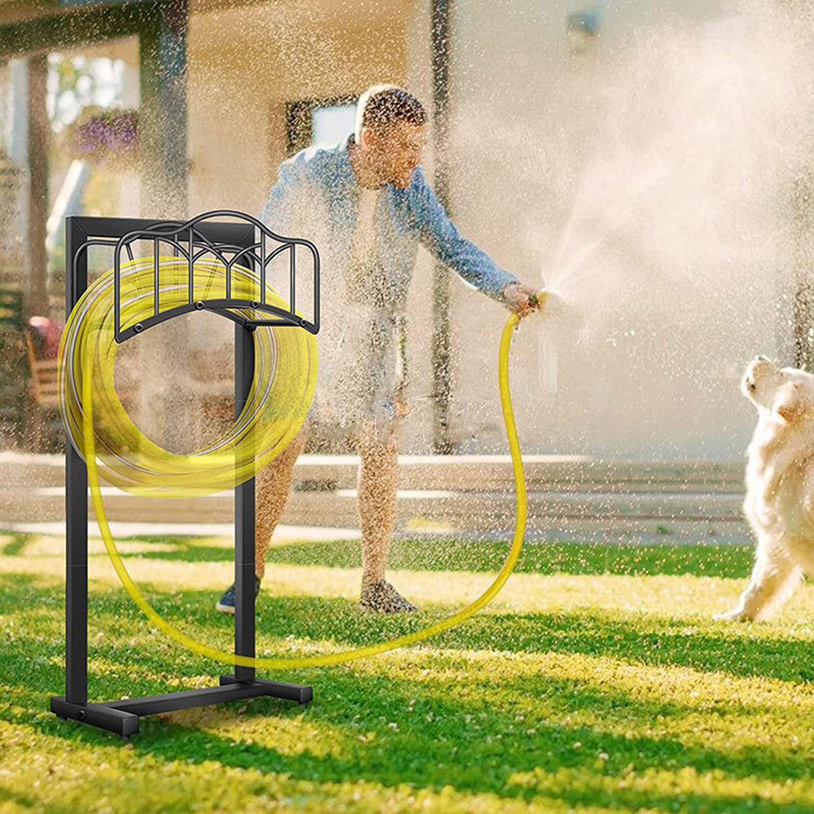 

Garden Hose Holder Detachable Metal Water Hose Hanger Organizer Garden Pipe Stand Heavy Duty for Yard Outdoor Lawn Garden чёрный