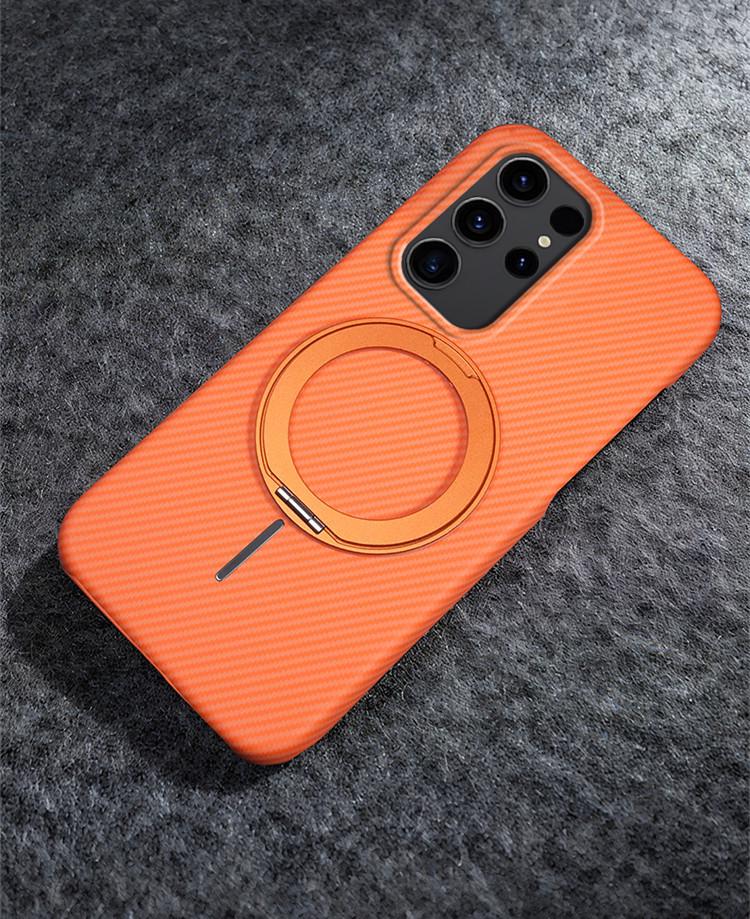 Samsung S26 Ultra Magnetic Carbon Fiber Phone Case with Rotating Stand