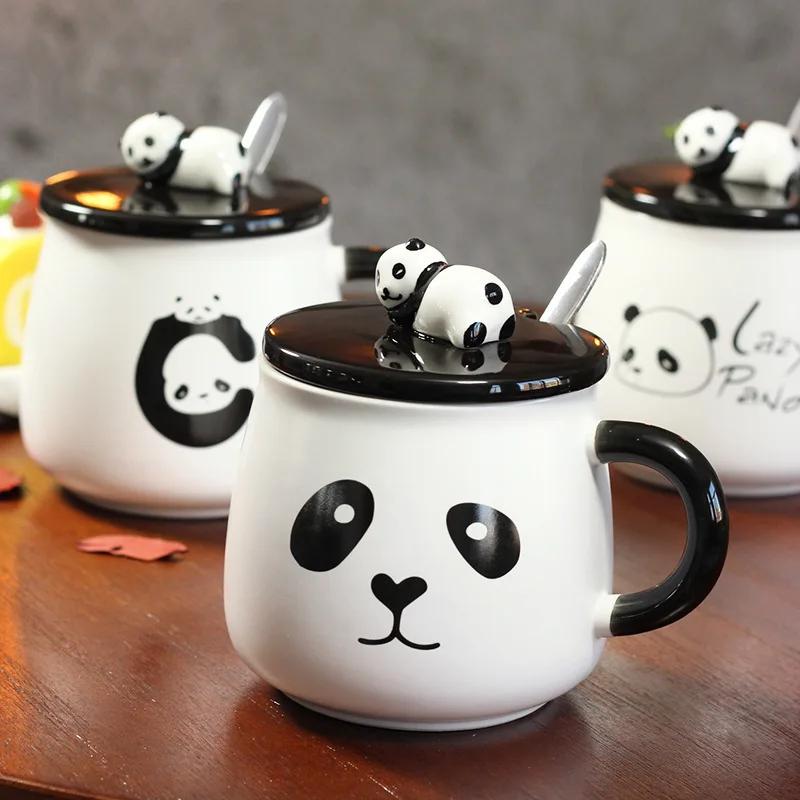 

Cute panda print cartoon children ceramic water mugs 220418-31 301-400ml