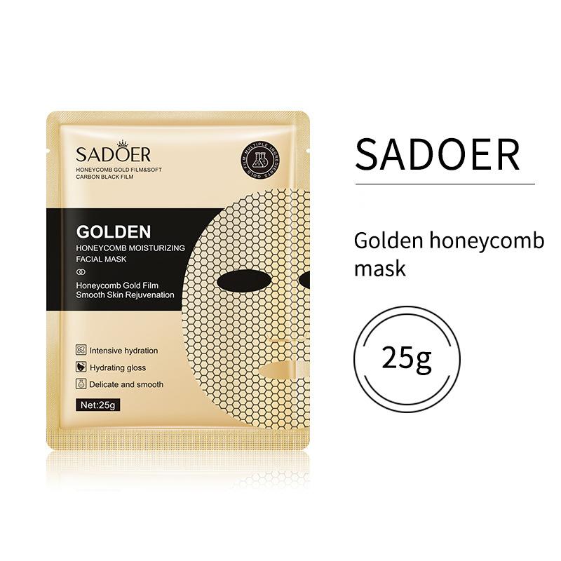 Lyxig guld honeycomb fuktgivande ansiktsmask, anti-aging hudvård för kvinnor