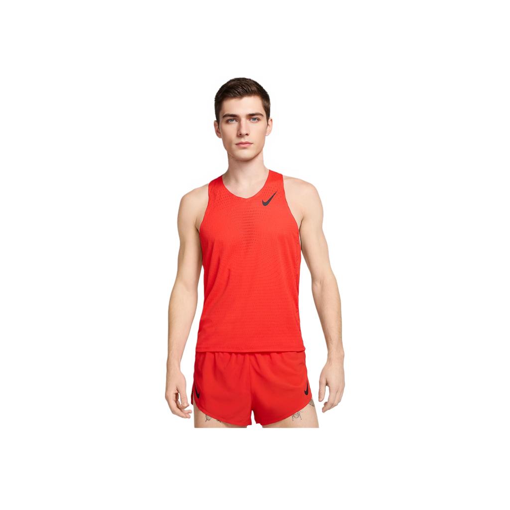 Nike Aeroswift Dri-Fit Adv Solid Moisture-Wicking Slim Fit Tank Top Men Tops Light-Crimson Black FN4231-696