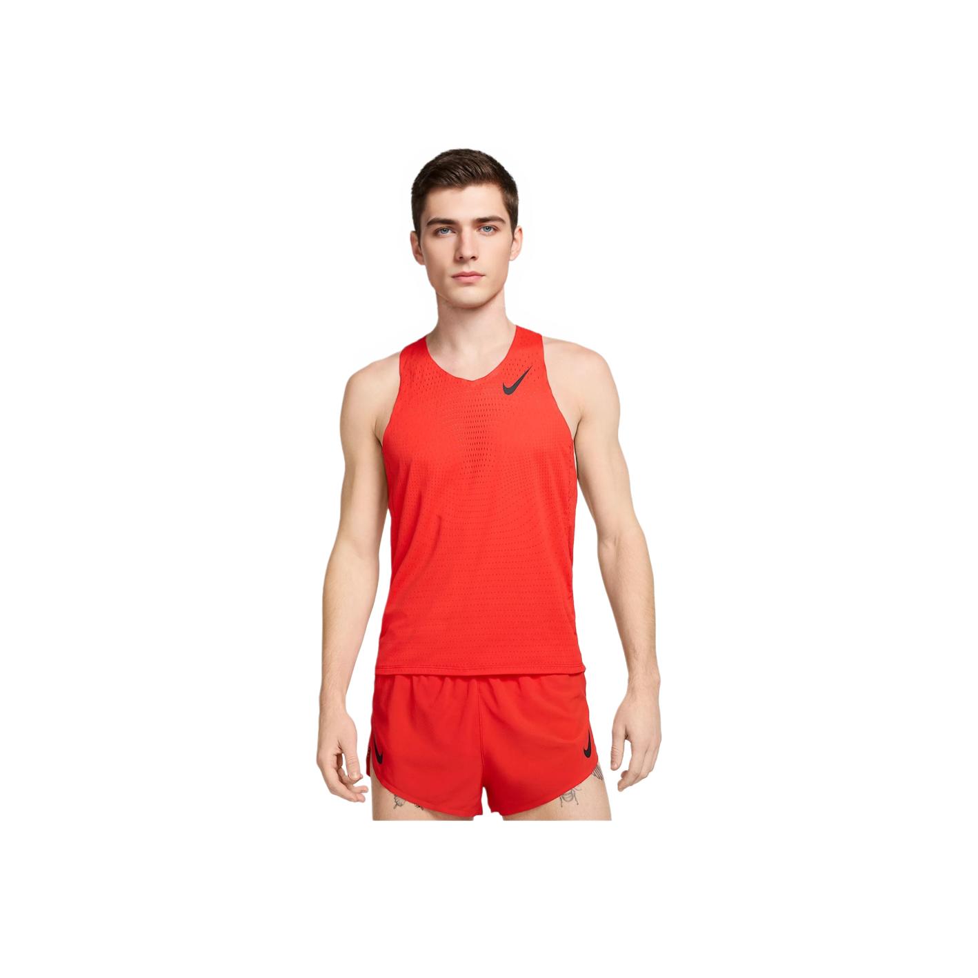 

Nike Aeroswift Dri-Fit Adv Solid Moisture-Wicking Slim Fit Tank Top Men Tops Light-Crimson Black FN4231-696 XS