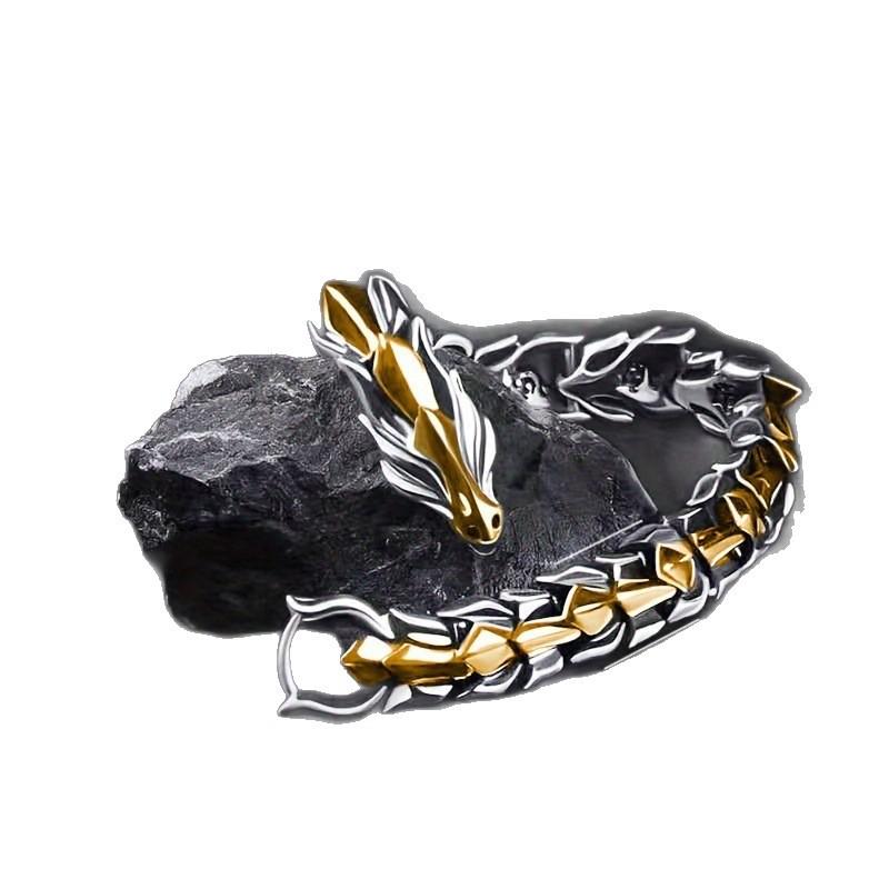 Men's Retro Dragon Head Bracelet - Multicolor Punk Hip Hop Style with Dragon Scale Pattern