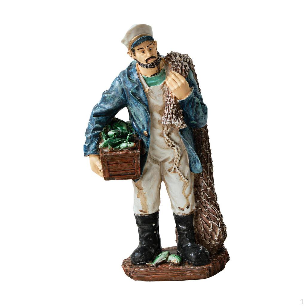 Statua del Pescatore Figurina Decorazione da Tavolo Decorazione per la Casa Regalo di Natale Scultura Resina Marinaio