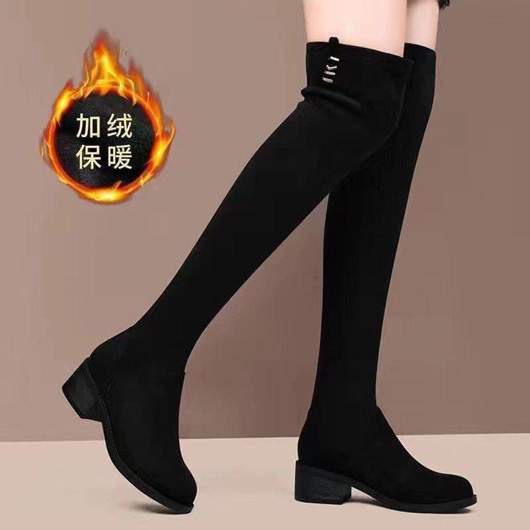 Winter thick heel boots women's over-the-knee boots piled thickened thermal leather boots thin boots women's shoes