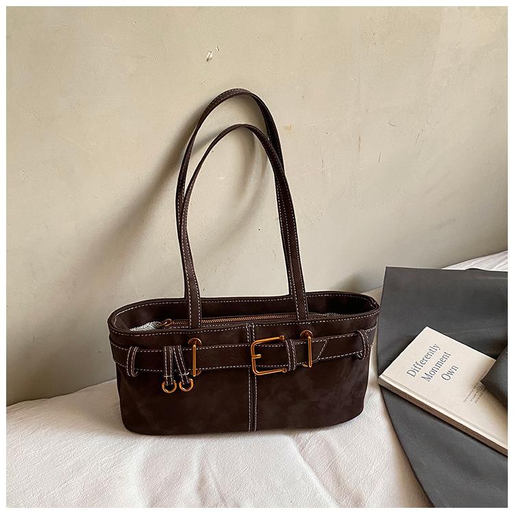 

2025 осень новая корейская версия нишевая ретро сумка подмышку женская персонализированная простая модная трендовая портативная сумка через плечо