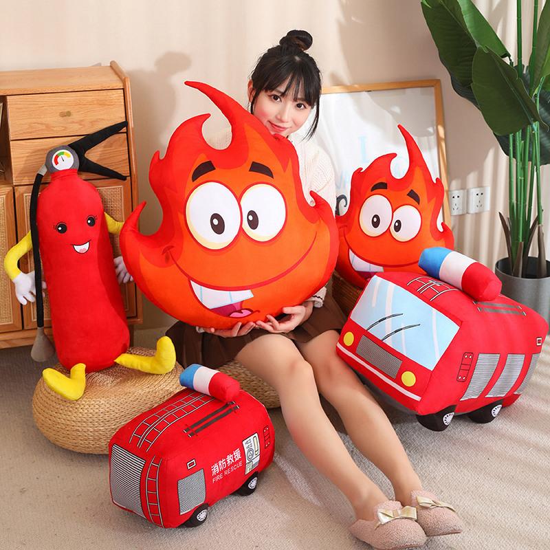 Creative Fire Extinguisher Throw Pillow Plush Toy Doll Fire Truck Doll Children'S Doll Performance Props