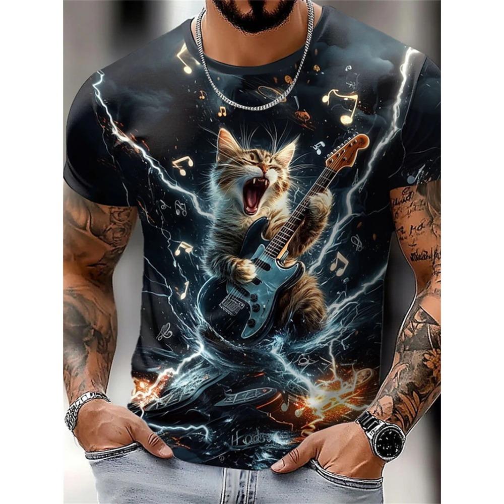 

Fashion Tiger Cat T-shirt Men 3D Print Tops Tees Summer Casual Short Sleeve Y2k Clothing Funny Animal Casual Unisex Kids T Shirt 6XL