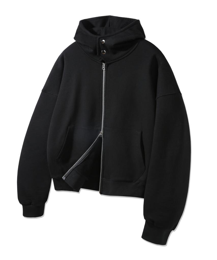Alvinclo Snap Turtleneck Semi-Crop Zip-Up Hoodie Azh754 (2 Colors)