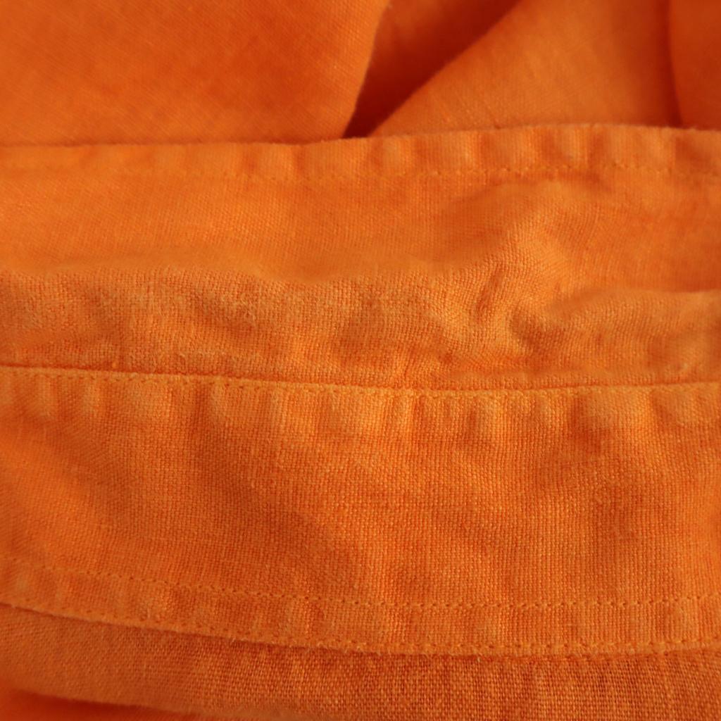 Etro Herrenhemd aus Leinen mit kurzen Ärmeln XXL Orange Gebraucht Made in Italy