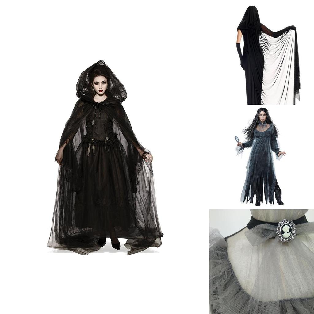 Strašidelný kostým Nevěsty duchů pro ženy Halloween Cosplay Párty Pružnost Plášť Rukavice Sukně S-XXL