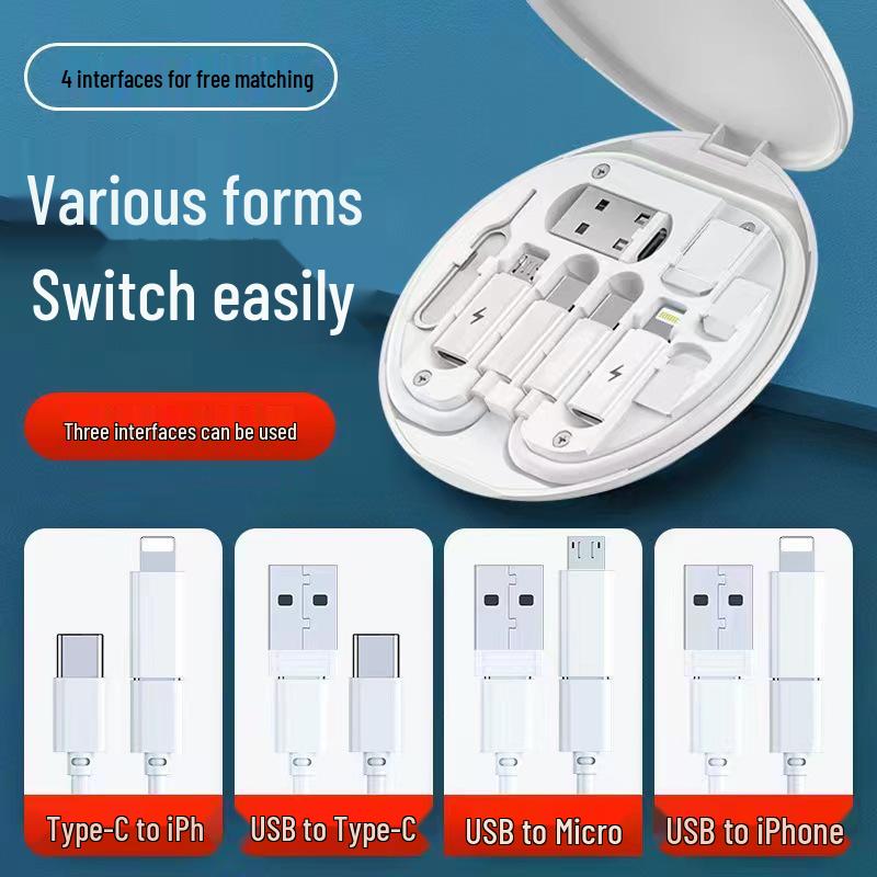 Multifunctional 5-in-1 Magnetic Storage Box: 60W Fast Charging Data Cable & Phone Holder