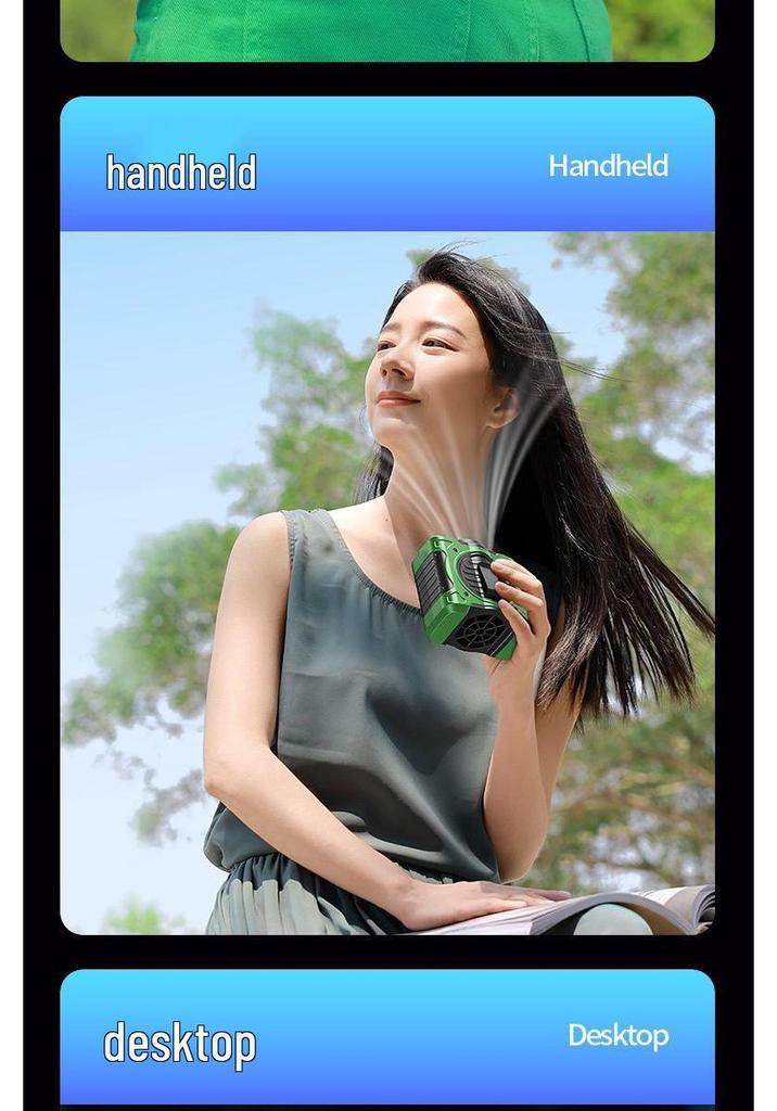 Portable Waist and Neck-Hanging Cooling Fan with Large Wind Power and Long Battery Life for Outdoor and Camping Use