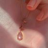 Pink chalcedony butterfly necklace women's light luxury simple temperament niche design sense exquisite versatile tide water drop collarbone chain