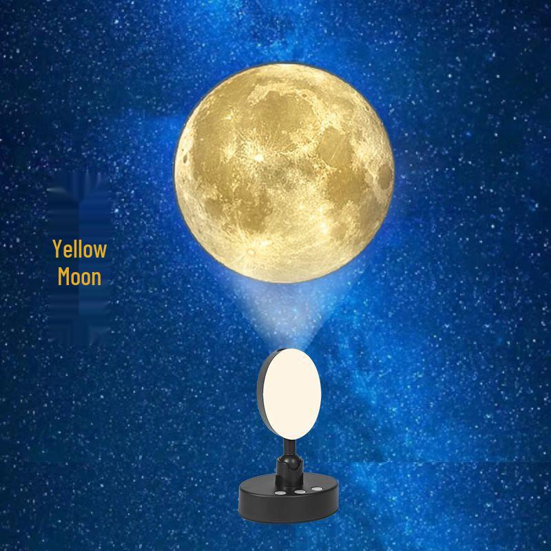 Rechargeable Earth & Moon Star Projector Night Light for Bedroom Atmosphere 