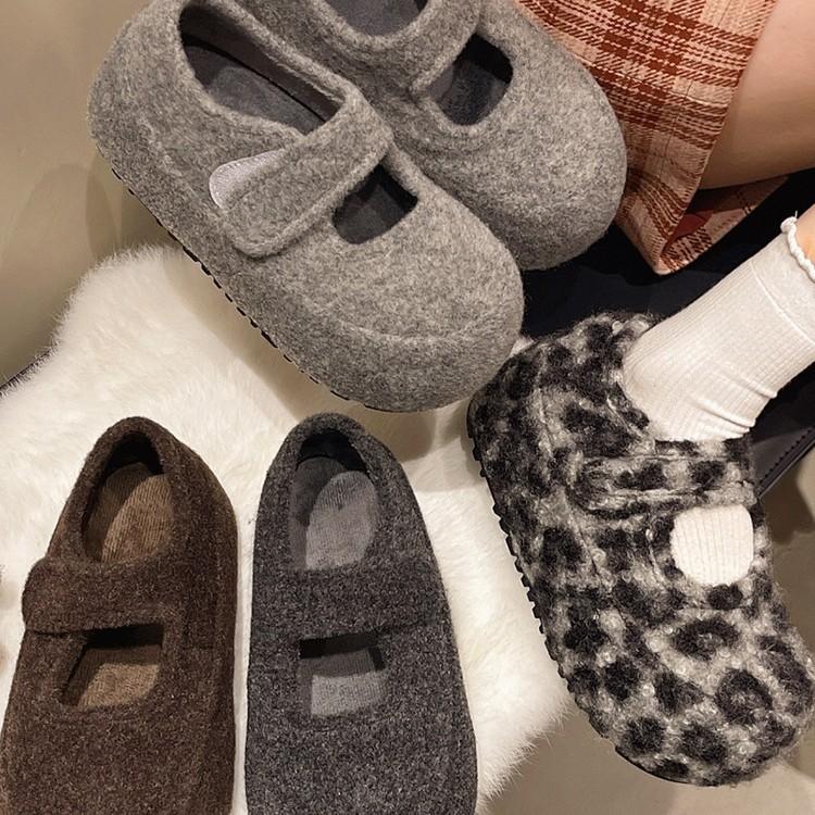 Woolen Birkenstocks Women's 2025 Autumn and Winter New Thick-soled Soft-soled All-inclusive Boken Shoes One-pedal Single Shoes Mao Mao Shoes