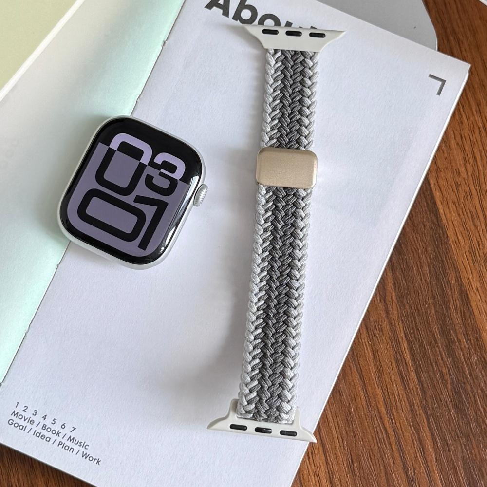 Magnetic Buckle Breathable Braided Nylon Watch Band Replacement Strap Compatible with Apple Watch Series1–11/SE/Ultra 38 40 41 42 44 45 46 49mm