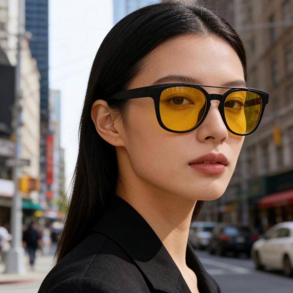 Retro Unisex Double Bridge Square Sunglasses - Fashionable, Versatile, Simple, Trendy Outdoor Sun Protection