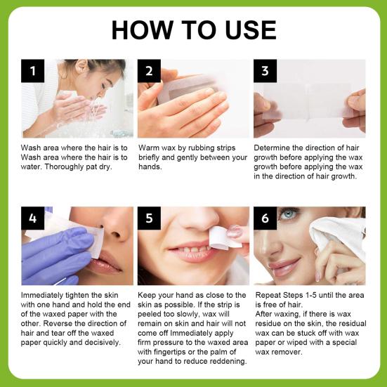 10Pcs Hair Removal Wax Strips Painless Beginner Friendly Disposable Men Women Body Facial Armpit Leg Bikini Hair Removal Wax Paper