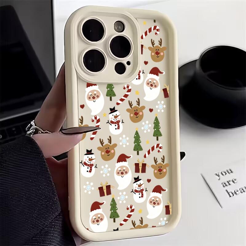 

Cute Christmas Pattern Soft Phone Case For iPhone 17 Pro MAX 16 16 14 13 12 11 Pro Max 17 Air Cover For iPhone 11 Pro