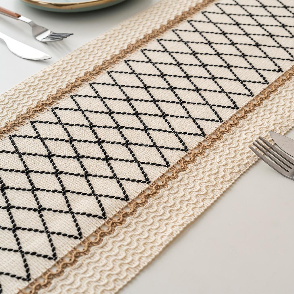 Böhmisch Rustikal Hochzeit Brautparty Abendessen Baumwolle Leinen Tischläufer