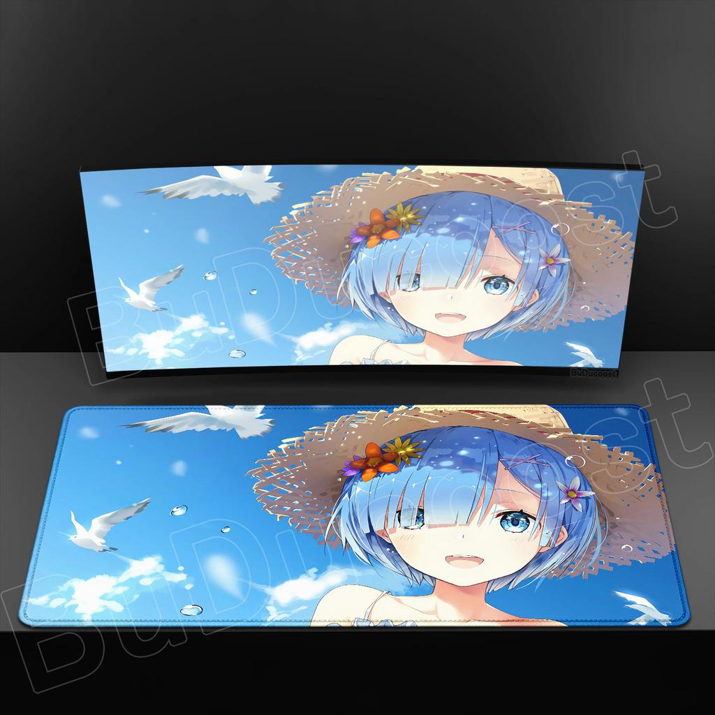 Süßes Re Zero Rem Lem Mauspads Spiel HD-Druck XXL-Mauspad Großes Computer-Laptop-Nicht-rutschfestes Tastatur-Schreibtischunterlage Anime-Mädchen Schreibtischunterlage