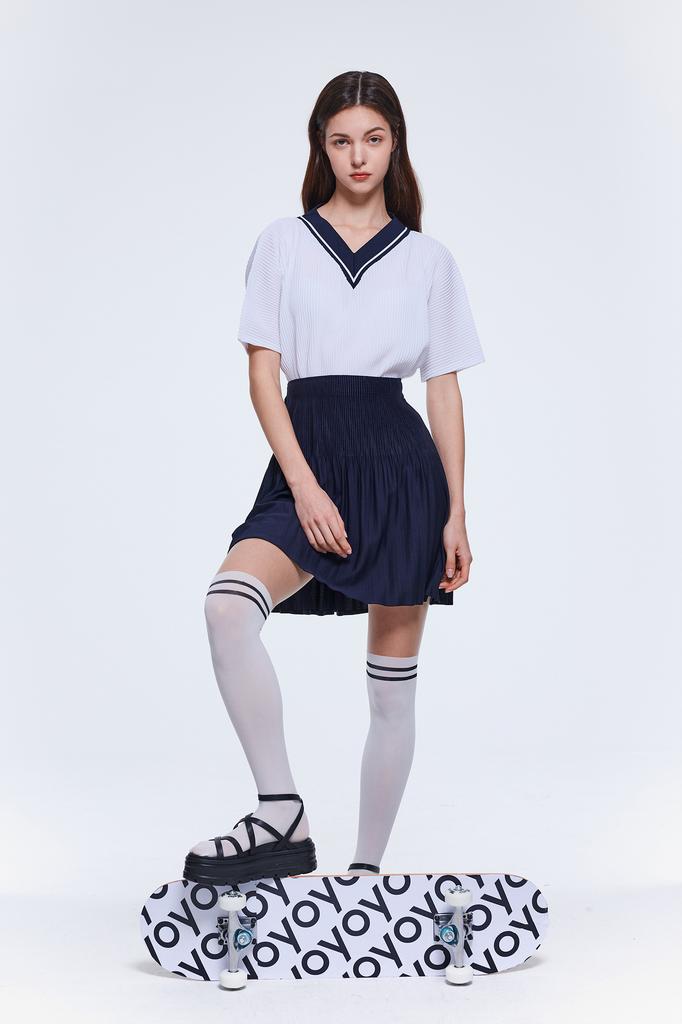 Waiowai Double-Pleated Flare Skirt_2Colors
