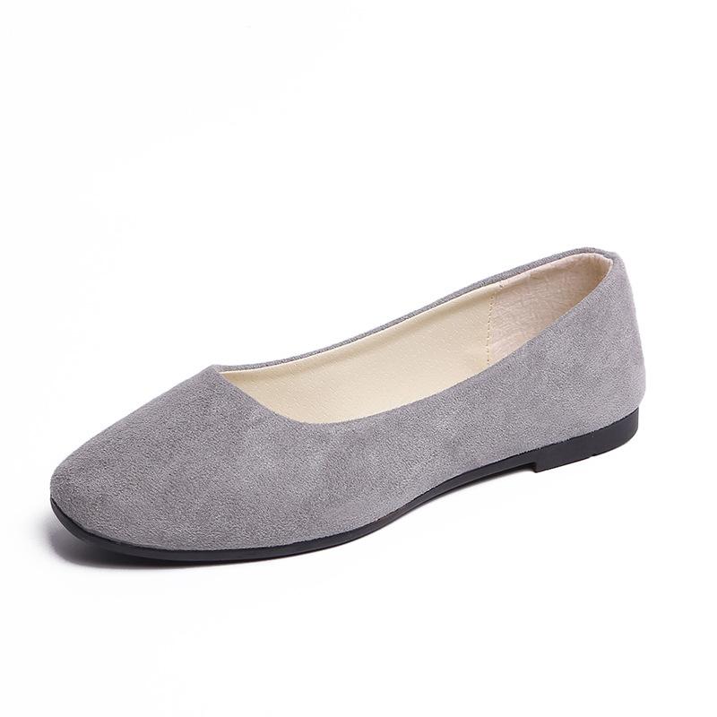Women Girls Solid Plus Size Slip On Flat Shallow Comfort Casual Single Shoes 19 Colour