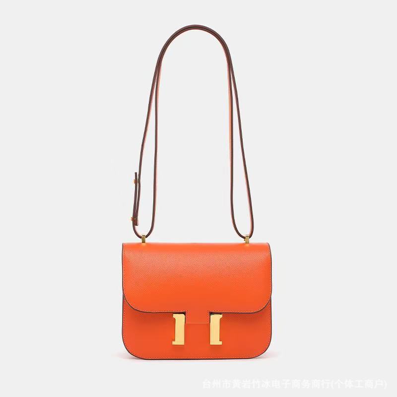 

Leather bag Palm pattern lock Crossbody underarm small square bag One shoulder tofu bag Women s bag small size 19 помаранчевий