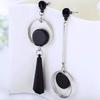 Korean Fashion Geometric Long Asymmetry Earring Rhinestone Circle Ear Stud New Acrylic Big Earrings