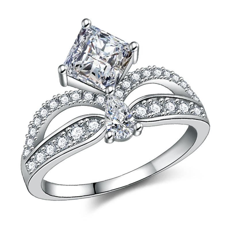 Lindon Klassisk Kobberlegering Zirkon Ring Dame Smykker Bryllupsløfte Festgave