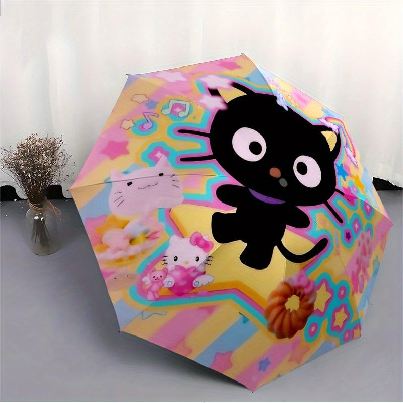 1 Stück Kawaii Katze Automatisches Öffnen/Schließen Faltbarer Regenschirm, Kompakter Tragbarer Reise-Regenschirm, Perfekt für Geburtstag/Weihnachten, Niedlicher Regenschirm, Langlebig C