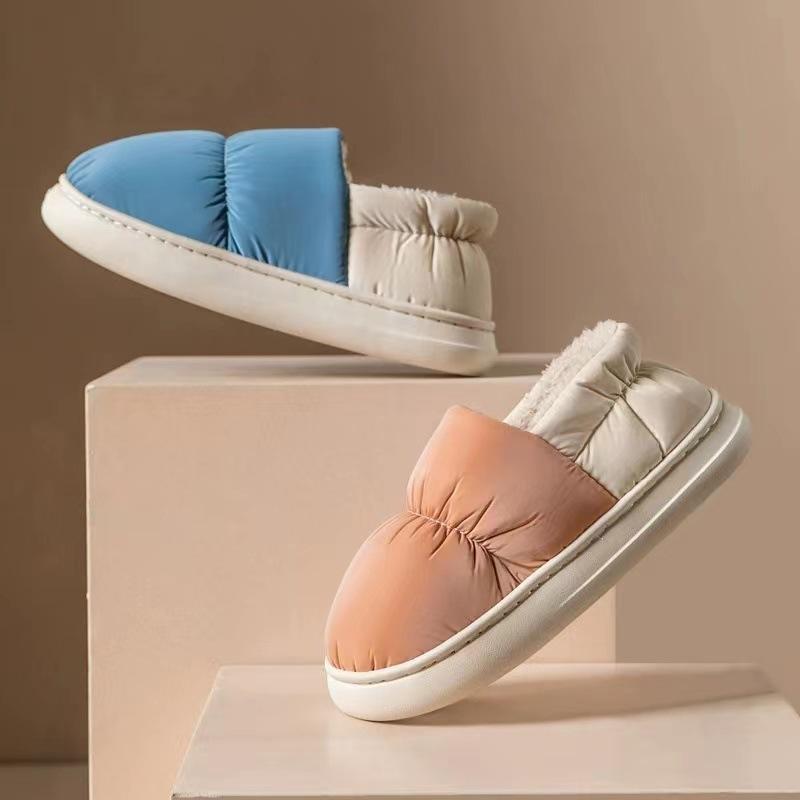 Down Cotton Slippers Autumn and Winter Bag Heel Non-slip Indoor Home Home Thickened Warm Couple Cotton Shoes