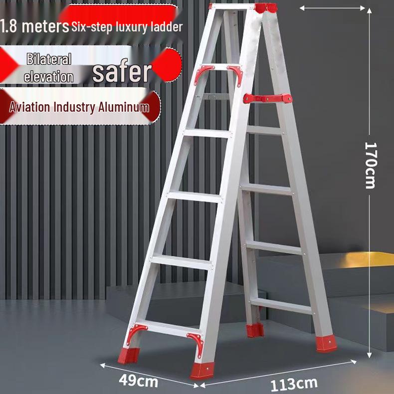 Extra Thick Aluminum Alloy Folding Herringbone Ladder for Home and Engineering Use
