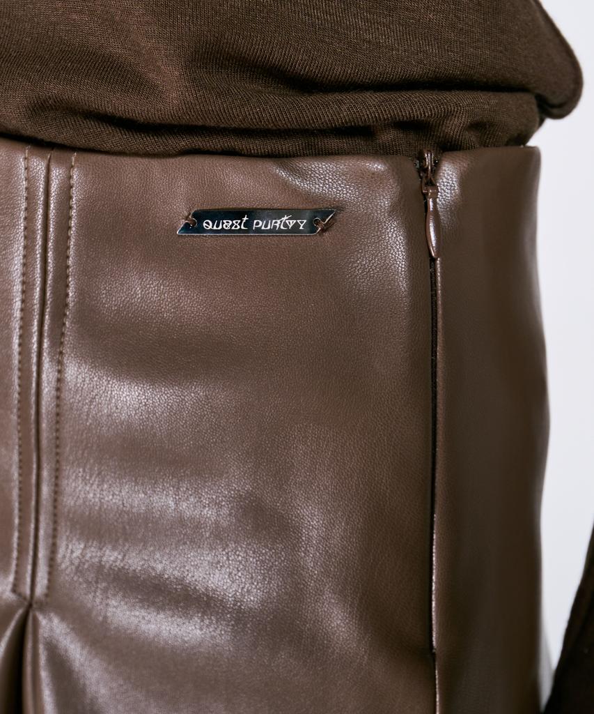 Kwajipyuliti Vegan Leather Godet Pleated Skirt (Hb)