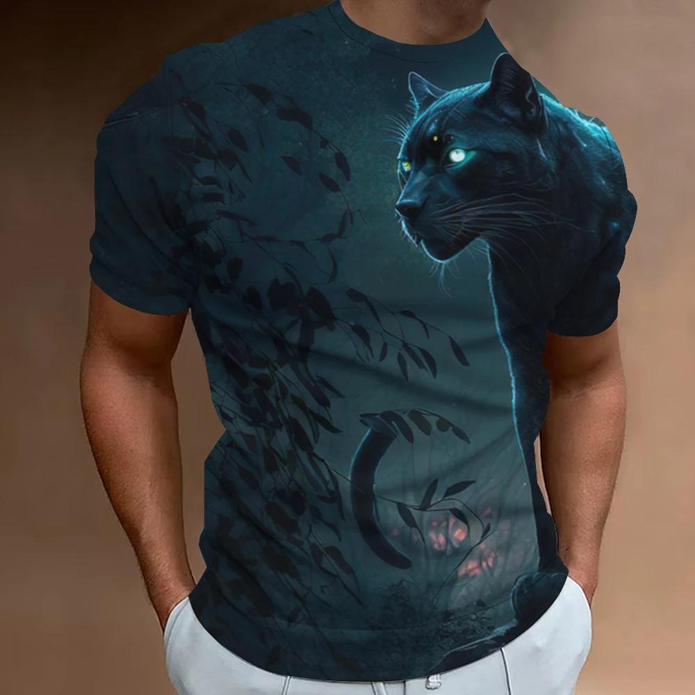 Summer Retro Animal Lion 3d Print Fashion Short Sleeve Oversized Clothing Sweatshirt Fitness Men