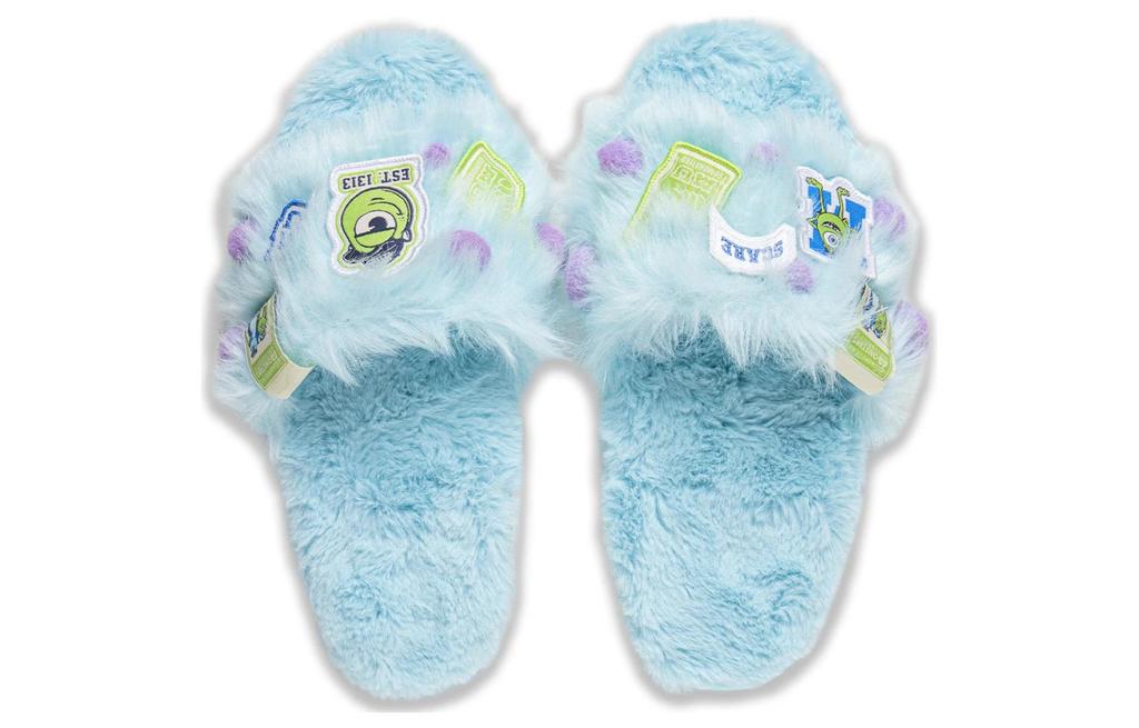 DISHINIGUAISHOUDAXUE X Li Ning Ln Slipper Se Fleece Lined Comfortable And Versatile Slide Slippers Women's Blue AGAT024-1