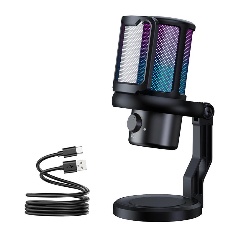RGB USB Noise-Cancelling Gaming Microphone for PC, Phone & PS4/5 - Ideal for Voice Recording & Live Streaming