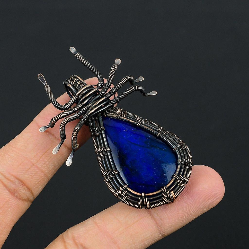 Blue Flash Labradorite Handmade Pendant, Natural Gemstone Jewelry, 999 Copper Wire Wrapped Pendant Jewelry, For Gift