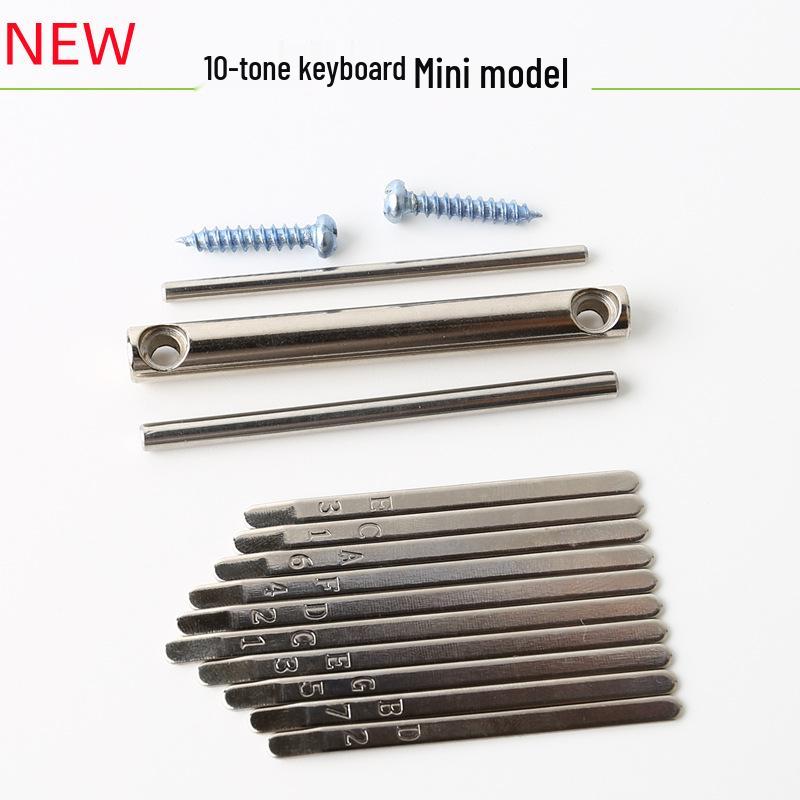 10-Note Mini Kalimba Thumb Piano with Engraved Notes and Stamped Scale High Manganese Steel