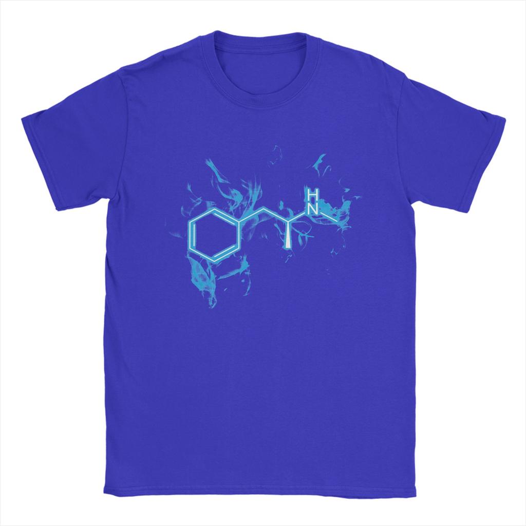 Blue Meth C10H15N T Shirt Men's 100% Cotton Casual T-Shirts Round Collar Breaking Bad Tees Short Sleeve Clothing Big Size
