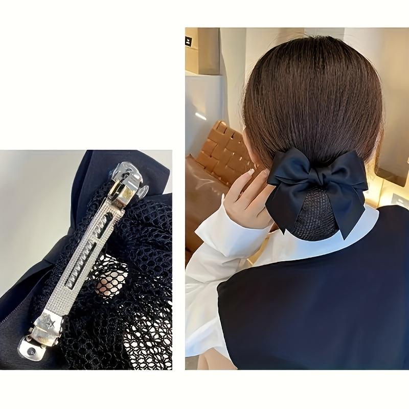 1PC Elegant Black Bow Hairnet for Women - Bohemian with Classic Hair Accessories, Compatible Hairpin/Clip Accessories