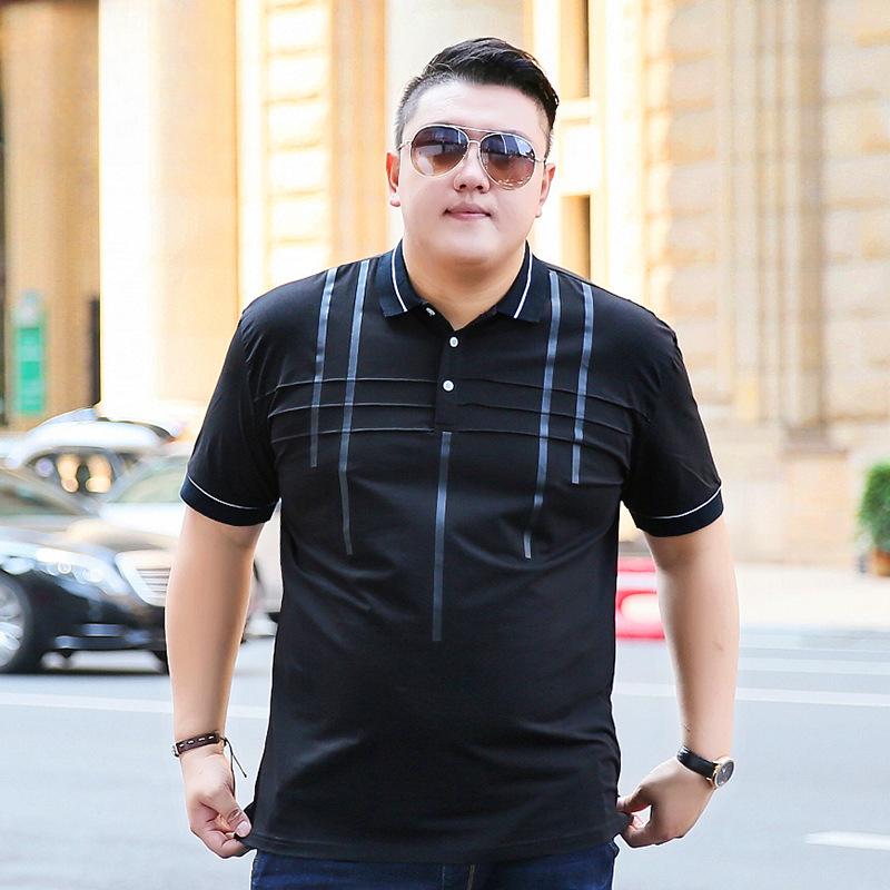 

Extra Fat Очень большая мужская футболка с короткими рукавами Fat Повседневная деловая футболка с лацканами Fat Shirt Polo Extra Large Size 5XL чёрный