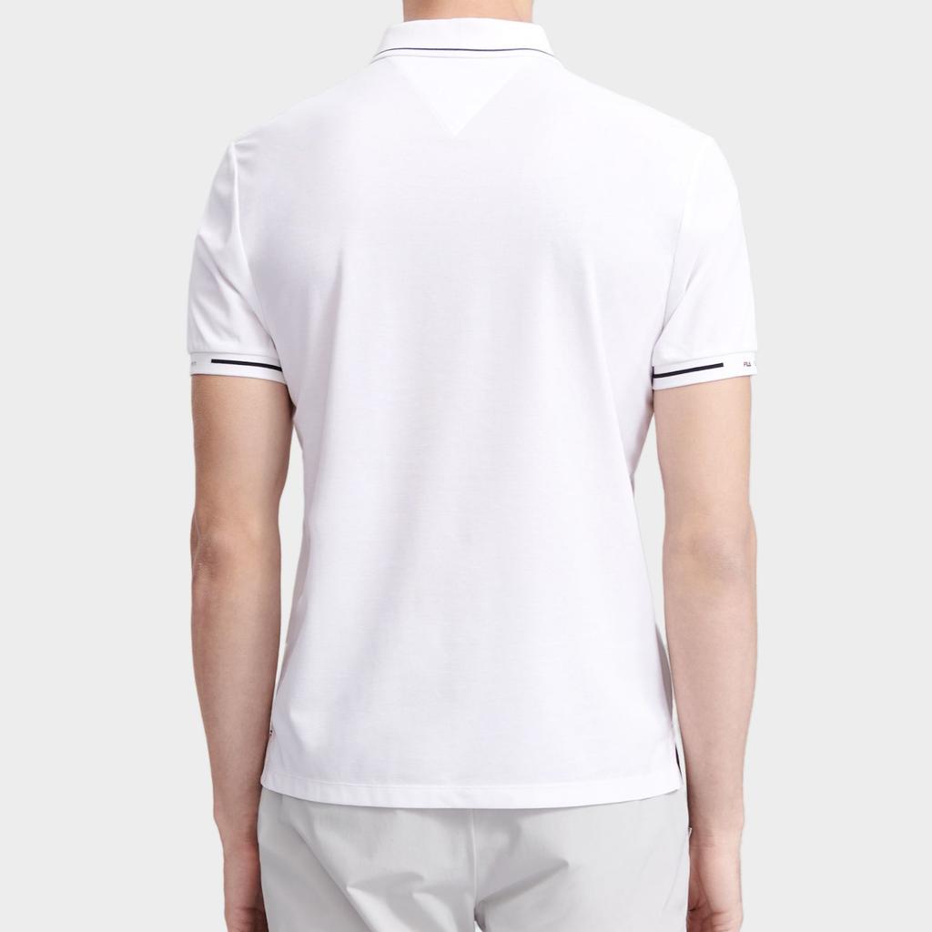 Fila Solid Color Logo Label Wrinkle Resistant Polo Shirt Men Tops White F11M321103FWT