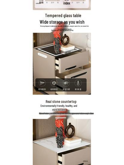 Smart Multifunctional Bedside Safe: Minimalist Square Design for Bedroom and Living Room